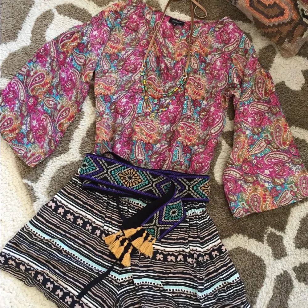 Anthropologie Tolani boho peasant peplum blouse S gypsy bohemian retro